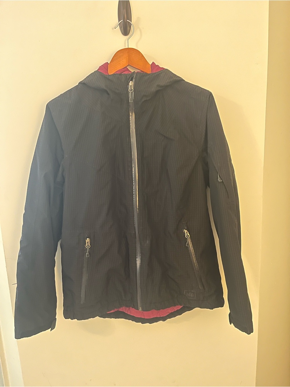 REI Black Hooded Jacket with Pink Hood Lining